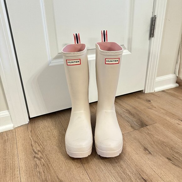 HUNTER Original Play Tall Waterproof Rain Boot (Women) in Natural Size US 7 - Picture 2 of 7
